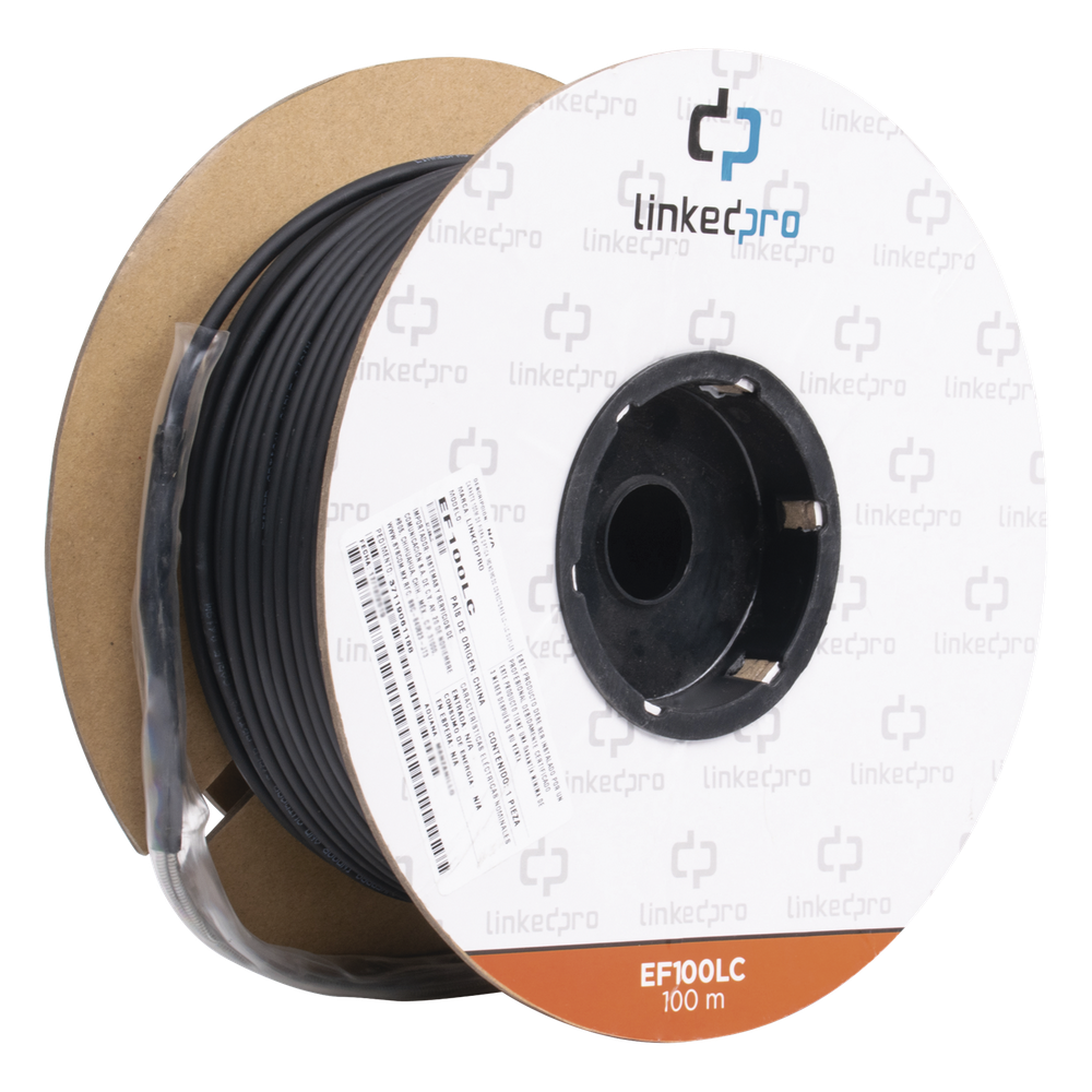 Carrete de Fibra Óptica Monomodo con Conectores LC-LC Duplex, Reforzada con Kevlar, de 100 Metros (328.08 Pies), Para Instalaciones Subterráneas por