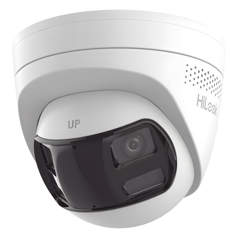 [Dual Light] Turret IP 6 Megapixel / Imagen Panorámica 180°/ PoE / Micrófono y Bocina Integrado / Exterior IP67 / Audio Bidireccional / Alarma Visual