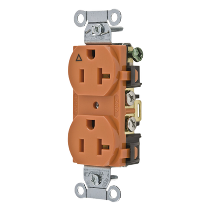 Contacto Dúplex Grado Comercial / 20A 125V / Conexión a Tierra Aislada / 2 Polos 3 Hilos / NEMA 5-20R / Color Naranja