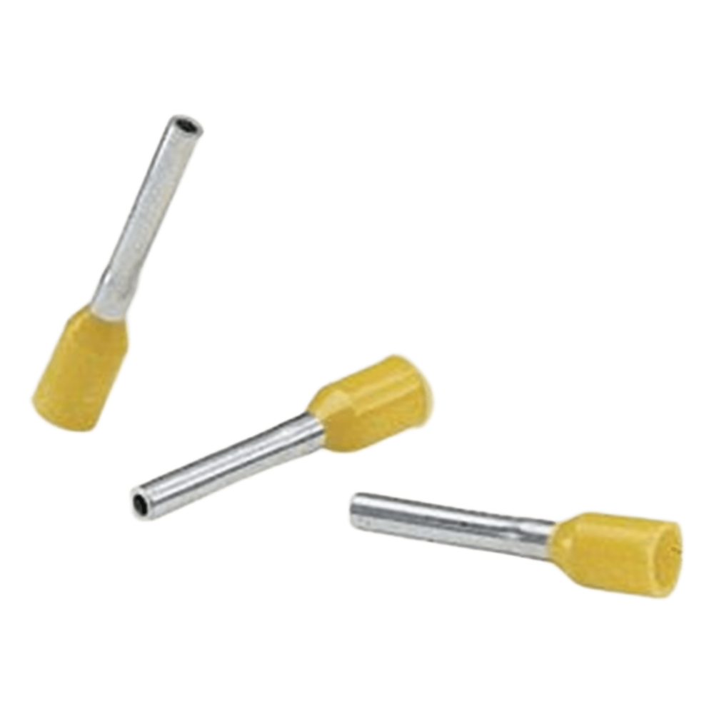 Ferrule Aislado Para Cables 4 AWG, PIN de 16 mm de Longitud, Mango Color Amarillo, Paquete de 50pz