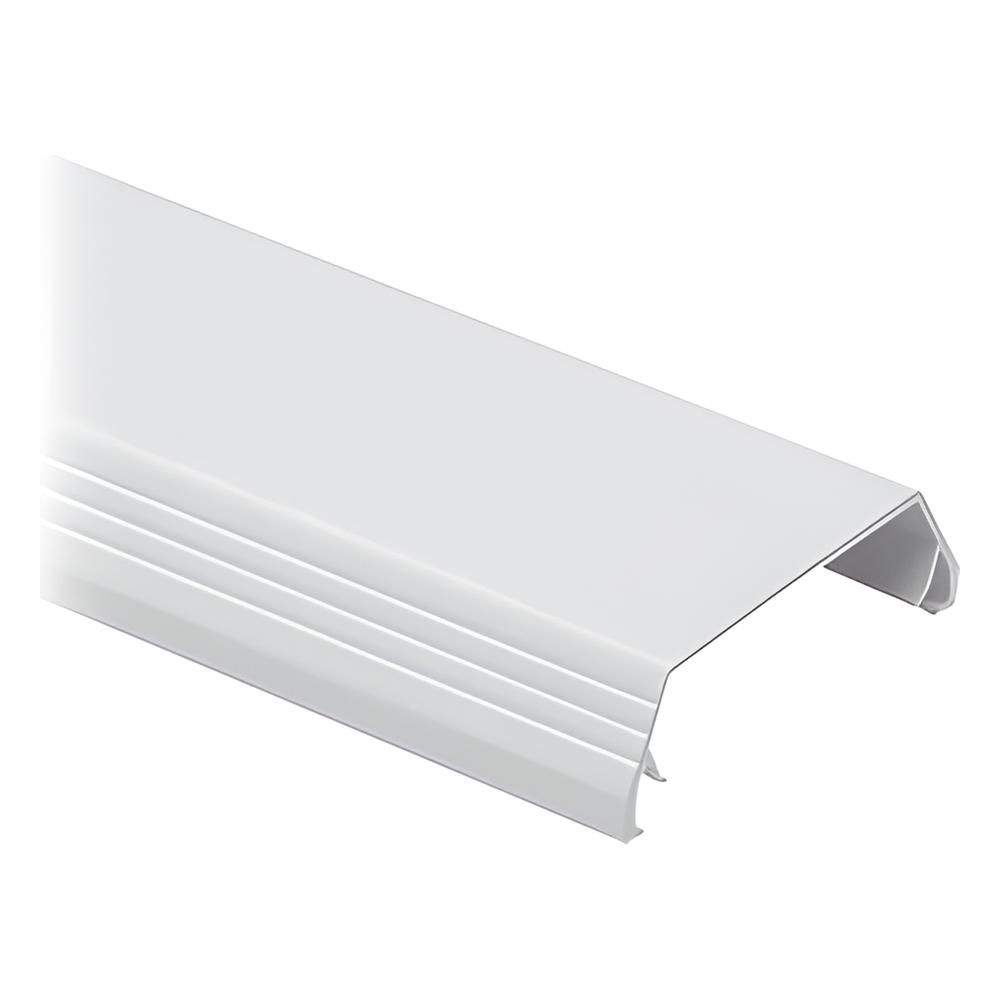 Cubierta (Tapa) tipo bisagra para canaleta T-45, de PVC rígido, 60.3 x 19.1 x 2438.4 mm, Color Blanco Mate
