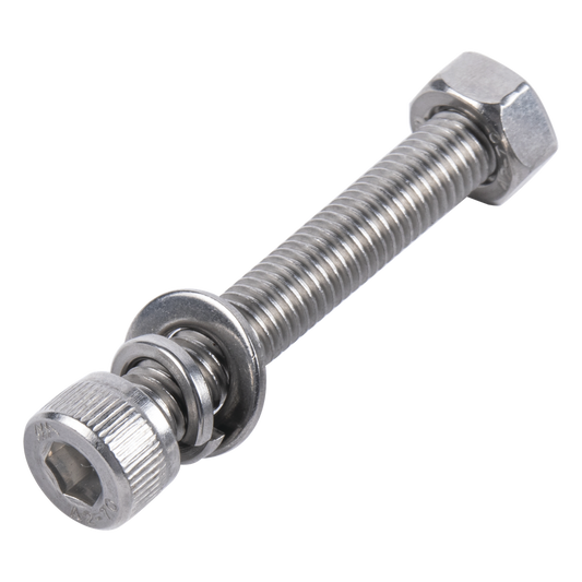 1 Tornillo Allen Milimétrico de Acero Inoxidable M8-1.25 x 35/ Con 1 Tuerca, 1 Arandela de Presión y 1 Plana / Para Montajes de Módulos Foto
