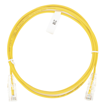 Cable de Parcheo Slim UTP Cat6 - 2 Metros (6.56 Pies) Amarillo Diámetro Reducido (28 AWG)