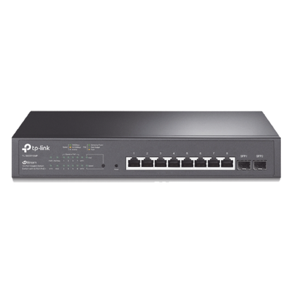 Switch PoE JetStream SDN Administrable 8 puertos 10/100/1000 Mbps + 2 puertos SFP, 8 puertos PoE, 150W, administración centralizada OMADA SDN