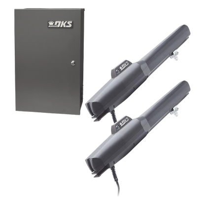 Kit de Operadores Abatibles 6006 de Doorking / Para Puertas de Hasta 5.5 Metros / Soporta Respaldo de Baterias