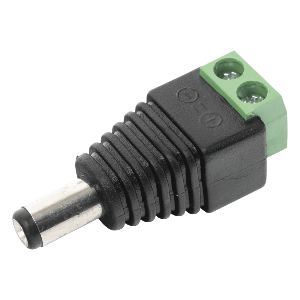 Adaptador Macho Tipo Jack de 3.5 mm (0.14 Pulgadas) Polarizado de 12 Vcc / Terminales Tipo Tornillo / Polarizado (+/-) / Ideal para Cámaras de Video