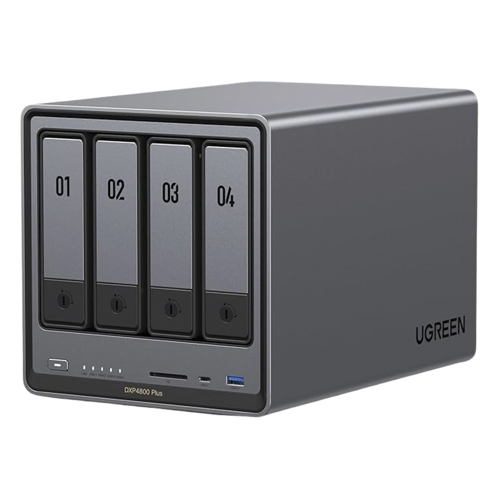 NAS UGREEN NASync DXP4800 Plus / Procesador Intel Pentium Gold 8505 5 Núcleos / 4 Bahías SATA + 2 M.2 NVMe PCIe 4.0 / 8GB DDR5 Expandible a 64GB