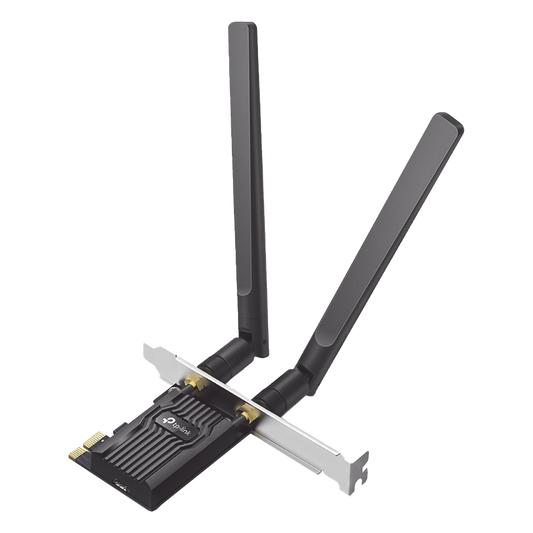 Adaptador PCIe inalámbrico doble banda AX1800 Mbps / Seguridad Inalámbrica WPA3 /Antena de alta ganancia / Tecnología MU-MUMO 2X2 / Soporte de perfil