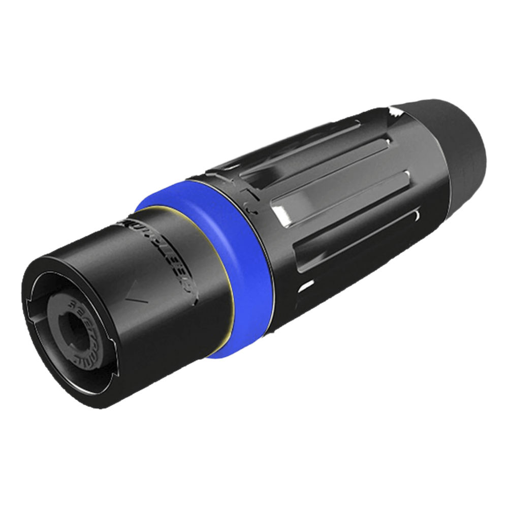 Speakon Conector de cable macho de 4 polos, carcasa negra, cable AWG10, 30A