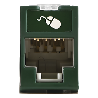 Jack Ultramax Cat6, UTP, Montaje Híbrido en Placa de Pared (Plano y Angulado), Color Verde, Punch Down