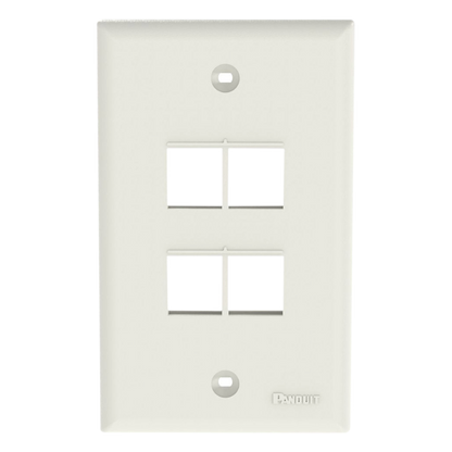 Placa de Pared Vertical, Salida Para 4 Puertos Keystone, Color Blanco Mate