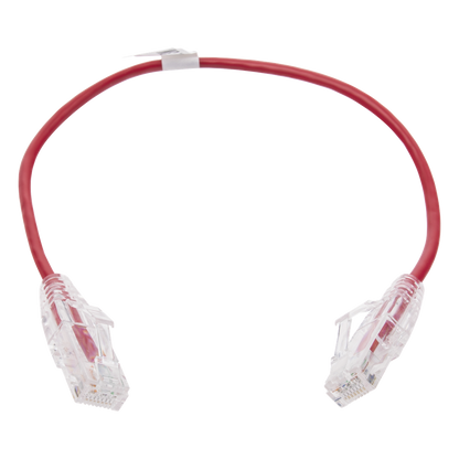 Cable de Parcheo Slim UTP Cat6 - 30 cm (11.81 Pulgadas) Rojo Diámetro Reducido (28 AWG)