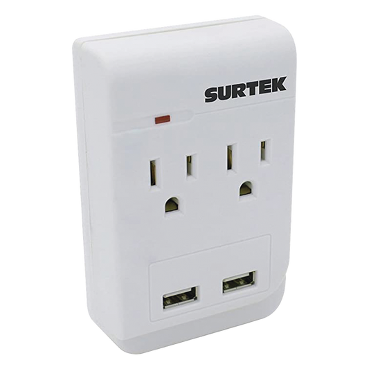 Multicontacto de ABS con 2 contactos aterrizados y 2 puertos USB.
