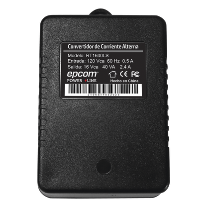 Transformador 16 Vca 40 VA / Entrada 120 Vca / Protección Contra Sobretensiones y Anti-Interferencia / Alta Eficiencia Para Equipos de Seguridad