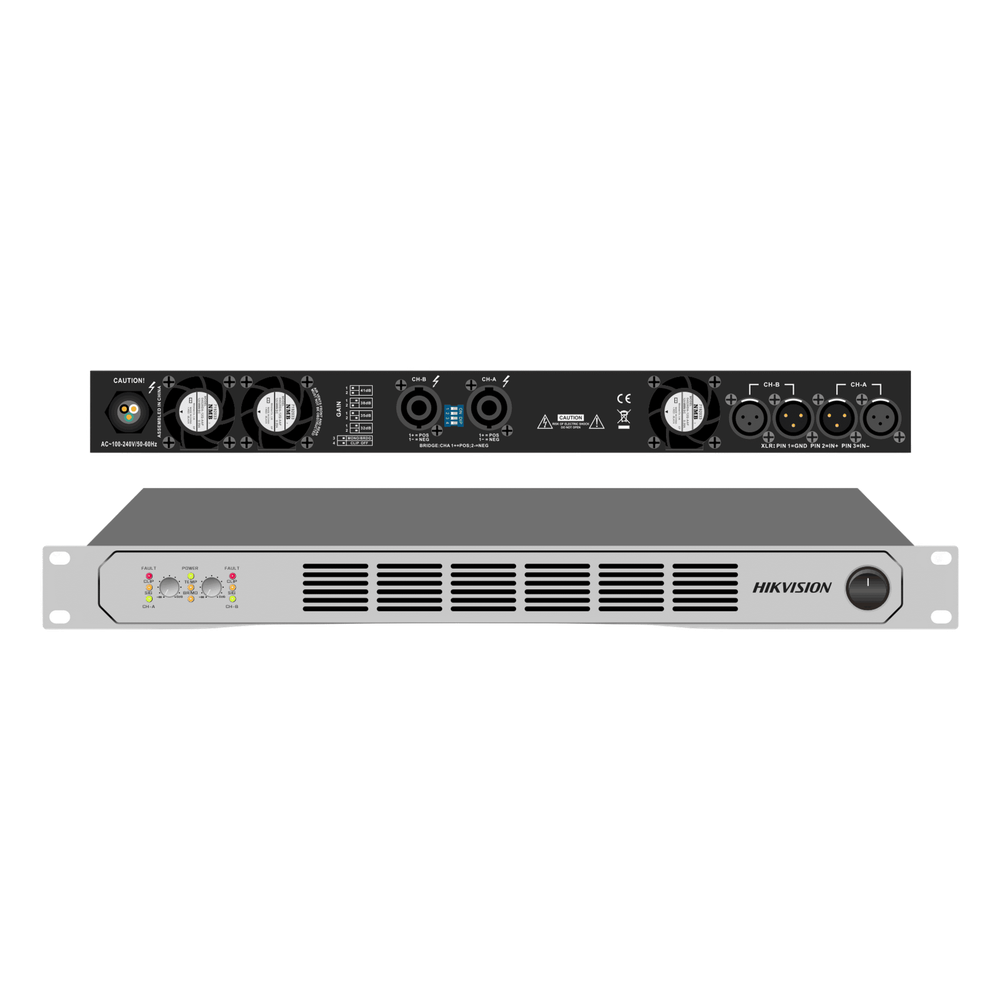 Amplificador de Potencia Profesional / 250W 2-Zonas / Clase D / Eficiencia 90% / Modos Estéreo y Puente / PFC de Banda Ancha / Protección Integral