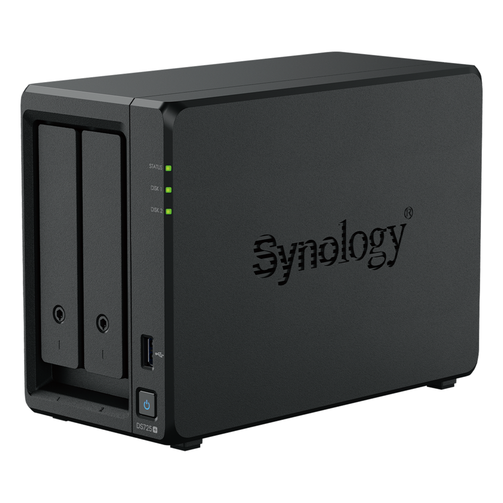 NAS Synology DiskStation DS725+ | 2 Bahías | Expandible hasta 7 Unidades | 2 Ranuras M.2 NVMe | Puerto 2.5GbE | Rendimiento 276 MB/s Lectura y 224