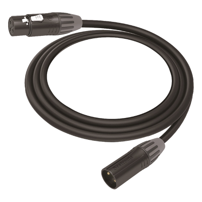 Cable XLR | 3 polos | Conector Hembra-Macho | Serie M | Carcasa Negra | Contactos Dorados | Ideal para Microfonía | Longitud 10m