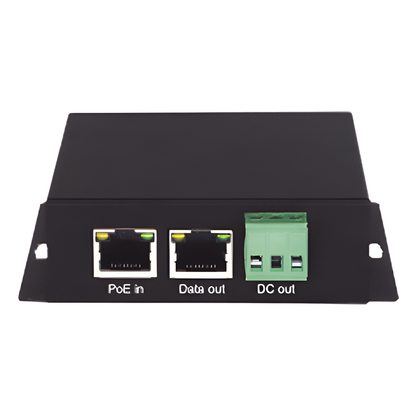 Splitter PoE / 1 Puerto PoE Entrada / 1 Puerto Salida Datos / 1 Salida de 12 Vcc, 2A / Presupuesto PoE 30W