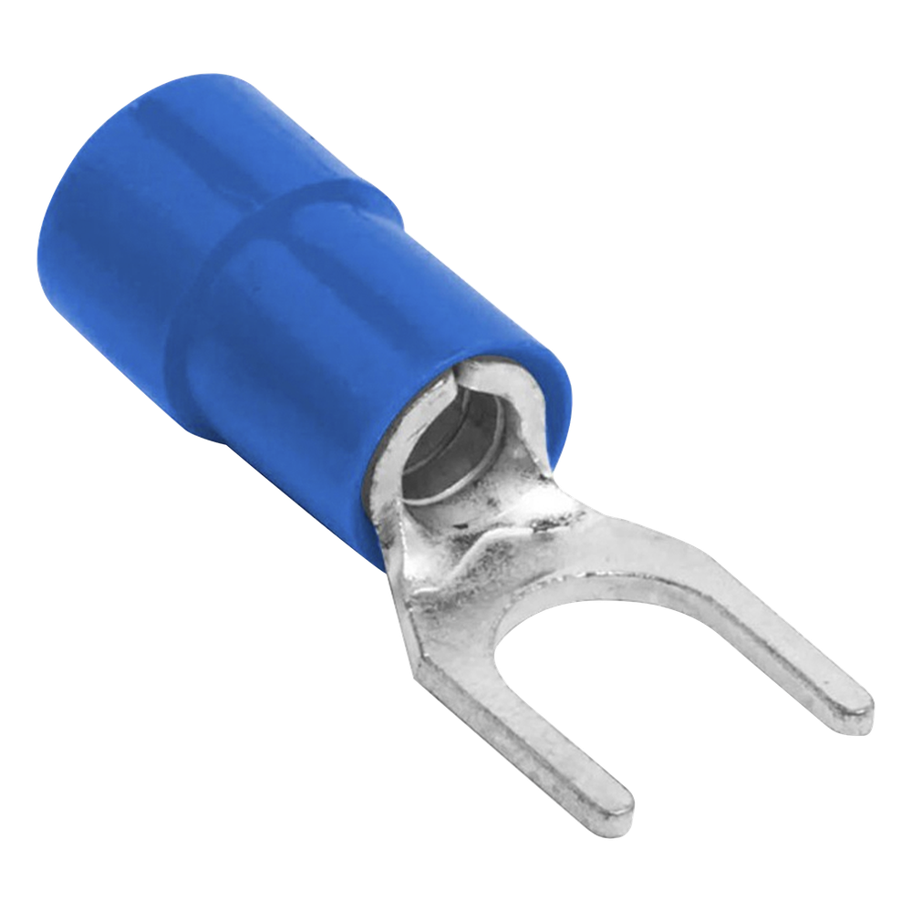 Terminal tipo horquilla ( espada ) aislada / 18 - 14 AWG / Azúl / Paquete de 25 piezas.