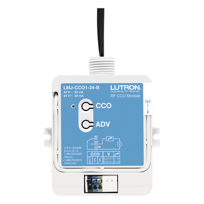 Módulo CCO de RF con salida de contacto seco NO/NC, 24 V, tipo mantenido o momentáneo, para integrar RadioRA 2, RadioRA 3 y HomeWorks QS con sistemas