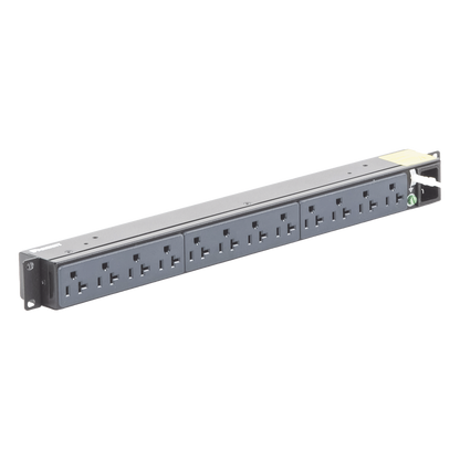 PDU Básico para Distribución de Energía, Enchufe de Entrada NEMA 5-15P, Con 12 Contactos NEMA 5-20R, Instalación Horizontal de 19in, 1UR, 15 Amp, 120