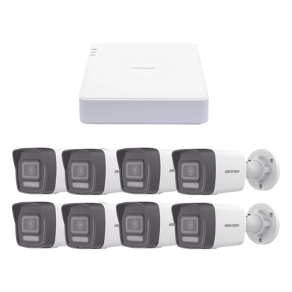 Kit IP 1080p (2 Megapixel) / NVR de 8 Canales con 8 Puertos PoE / 8 Cámaras IP Bala ColorVu Lite y Motion Detection 2.0 / Micrófono Integrado