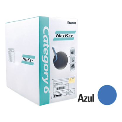 Bobina de Cable UTP 305 Metros (1000 Pies) de Cobre, NetKey, Reelex, Azul, Categoría 6 (24 AWG), 1000Mbps, PVC (CM), de 4 Pares