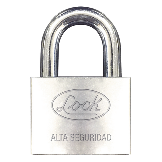 Candado de hierro alta seguridad con llave de disco/ Acabado Cromado/ Llaves Abloy/ Medida de Horquilla 34 mm.