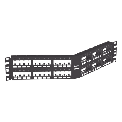 Panel de Parcheo Modular Mini-Com (Sin Conectores), Angulado Instalación la Ras, Sin Blindaje, de 48 Puertos, 2UR
