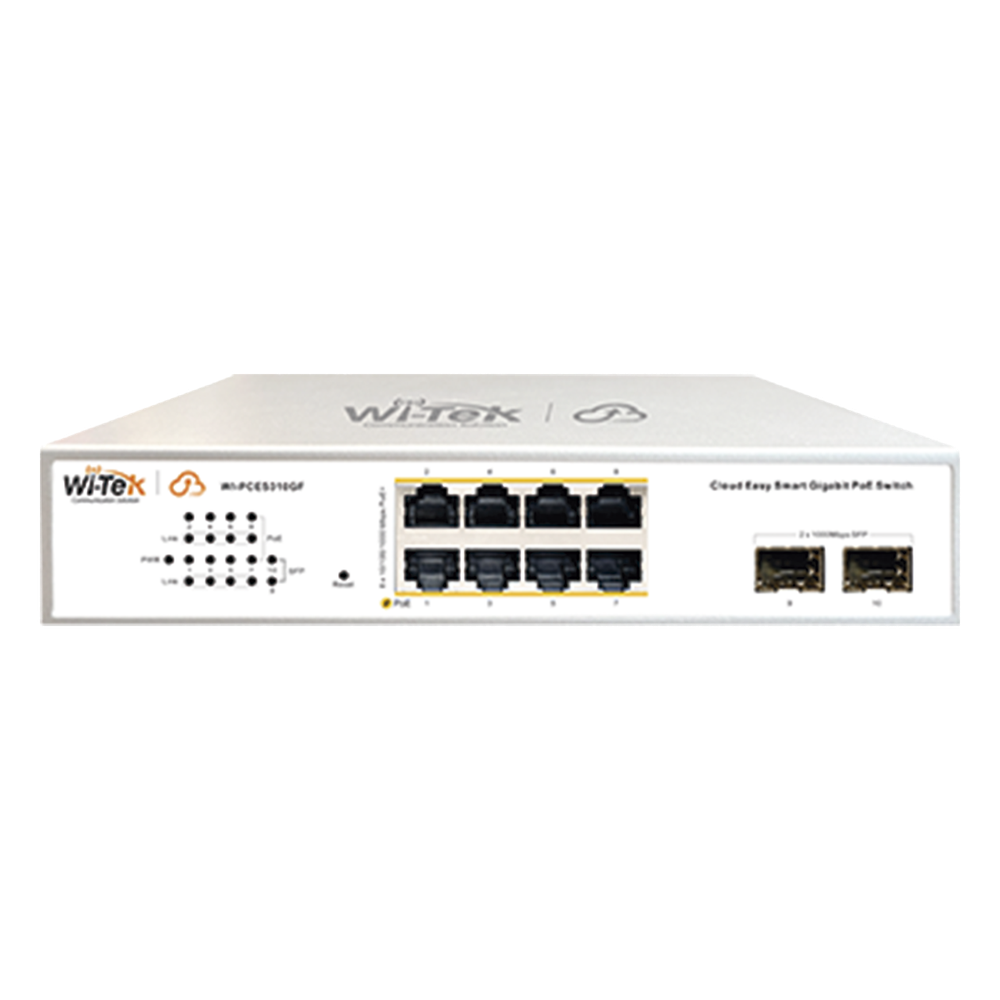 Switch Administrable PoE / 8 puertos PoE af/at Gigabit / 2 x SFP Gigabit / Administración Cloud Gratuita / Presupuesto 120 W