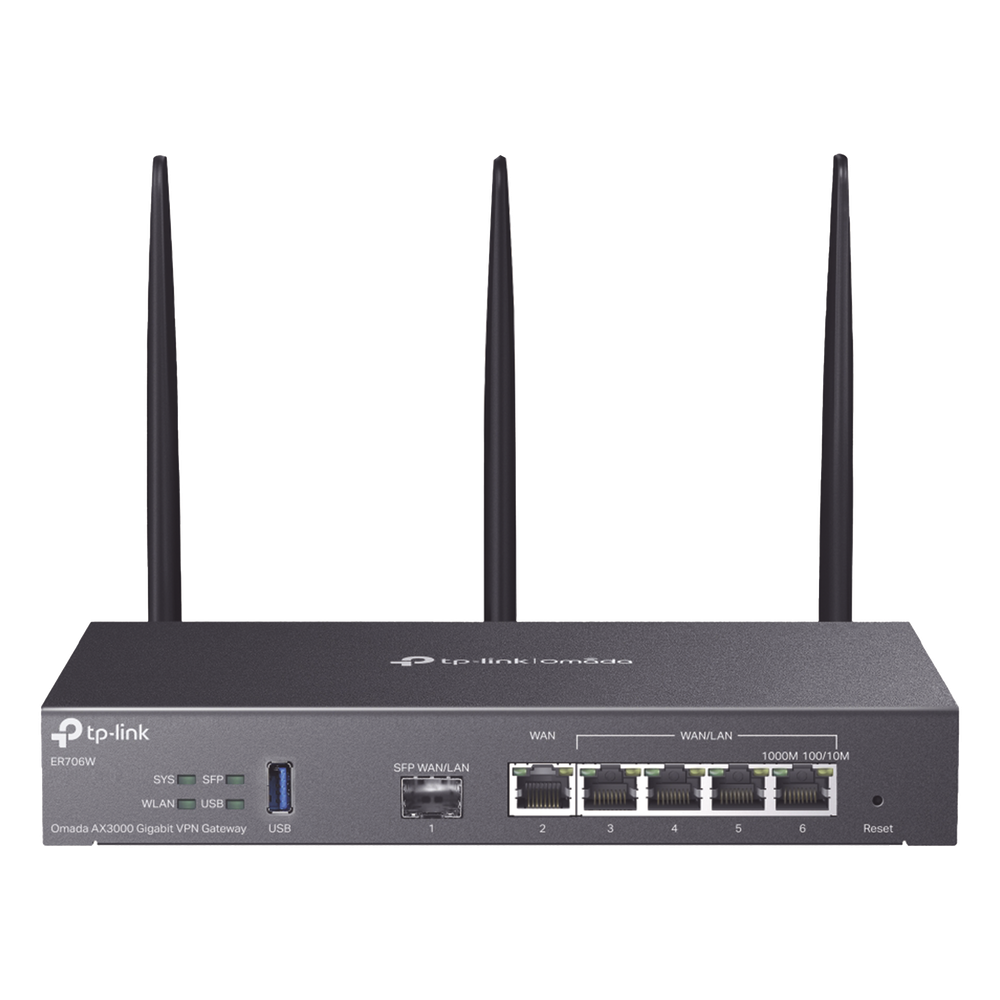 Router Omada VPN / SDN Multi-WAN Gigabit / 1 Puerto WAN SFP Gigabit / 1 Puerto WAN RJ45 Gigabit / 2 Puertos LAN RJ45 Gigabit / 2 Puertos