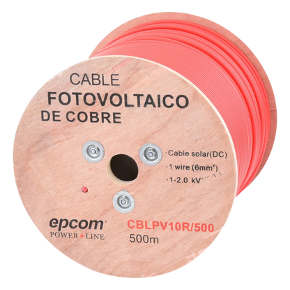 Carrete de 500 Metros / Cable Fotovoltaico Rojo / Material COBRE / 6mm² (10AWG) / 2000 Vcc