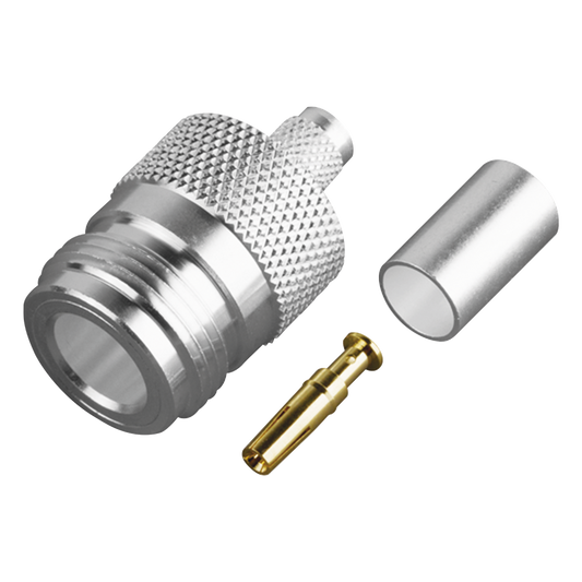 Conector N Hembra de Anillo Plegable para Cable PROFLEX ó Grupo P, Plata/ Oro/ Teflón