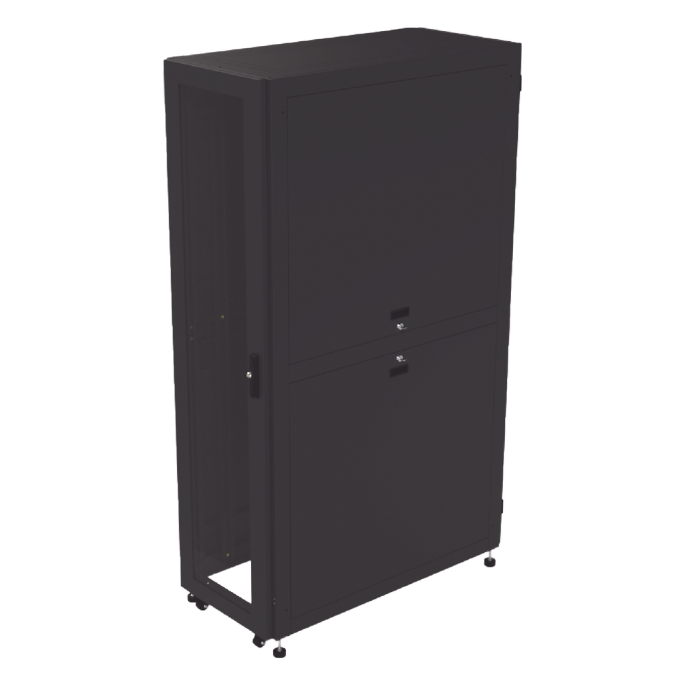 Gabinete Profesional para Telecomunicaciones de 45UR, 1200 mm Profundidad, Incluye 2 Organizadores Verticales de 45 Unidades de Rack, Se envía el