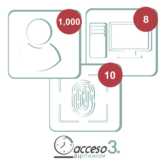 [BAJO PEDIDO] Licencia de 3 años para software Acceso3 TITANIUM / 1000 Empleados / 10 reloj / 10 PC