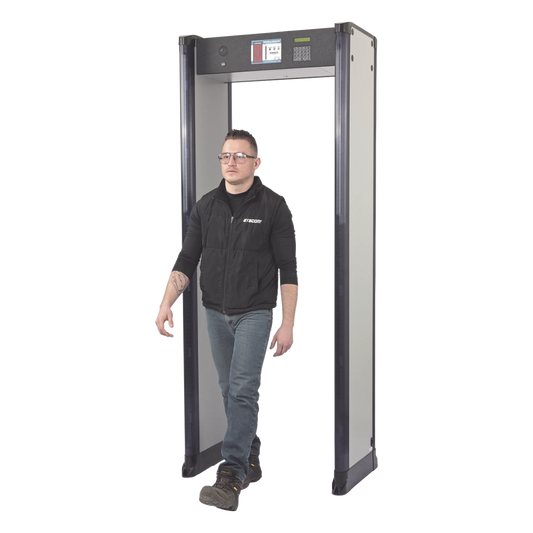 Arco Detector de Metales de 18 Zonas con Anclaje para Fijarse al Piso. Incluye Sensor IR para evitar falsas Alarmas / Certificado por la