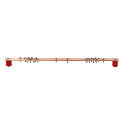 Barra Distribución Tierra Rack 19 in / Cobre 100% / 550A / Aisladores Rojos / 0.64 cm (0.25 in) / J-STD-607-A