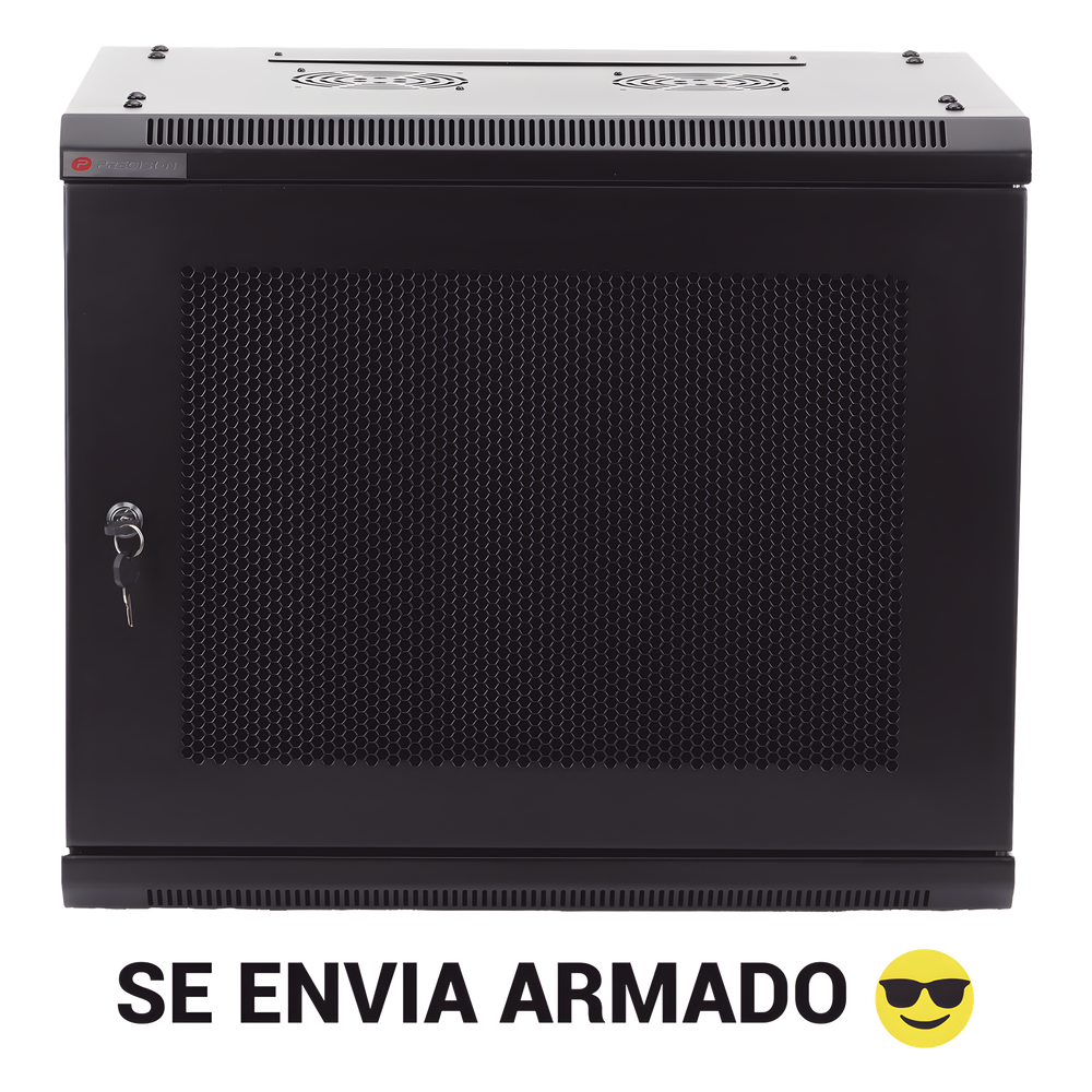 Gabinete PRECISION, Con Puerta Perforada, de 19in, 9UR, 450mm de Profundidad, Color Negro