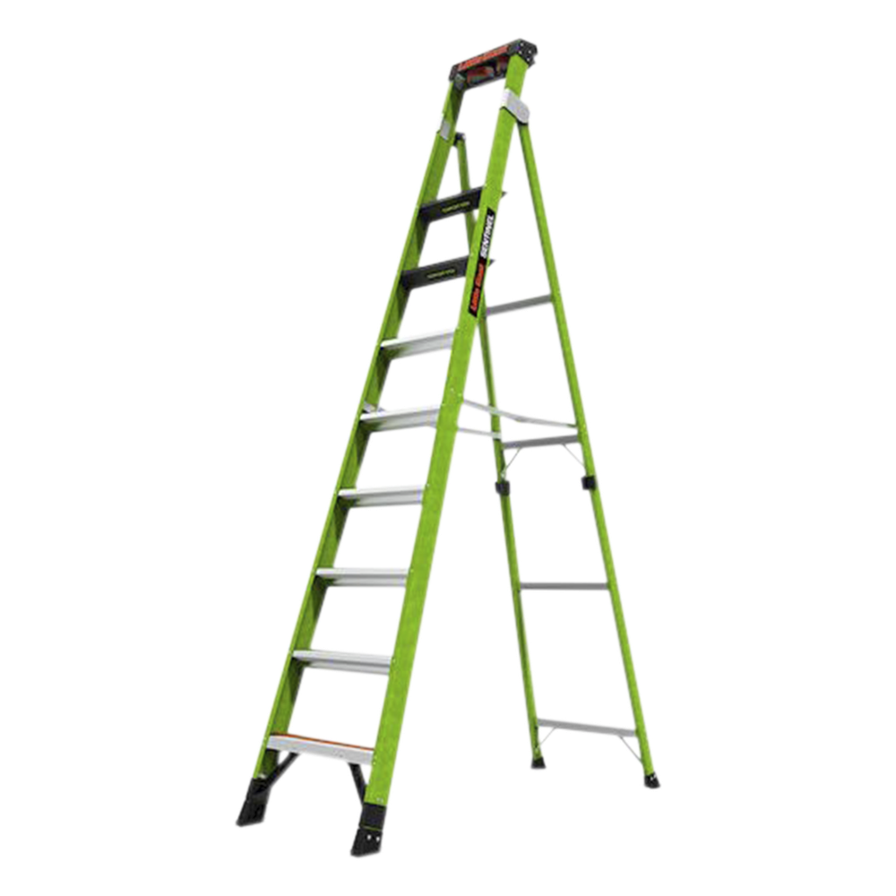 Escalera de 3.05 m Capacidad máxima de 170 Kg, inclinada, de fibra de vidrio con almohadilla de pared giratoria.