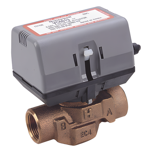 Válvula motorizada de 2 vías con actuador integrado, conexión BSPT de 3/4 pulgada, control on/off, 100-130 VCA