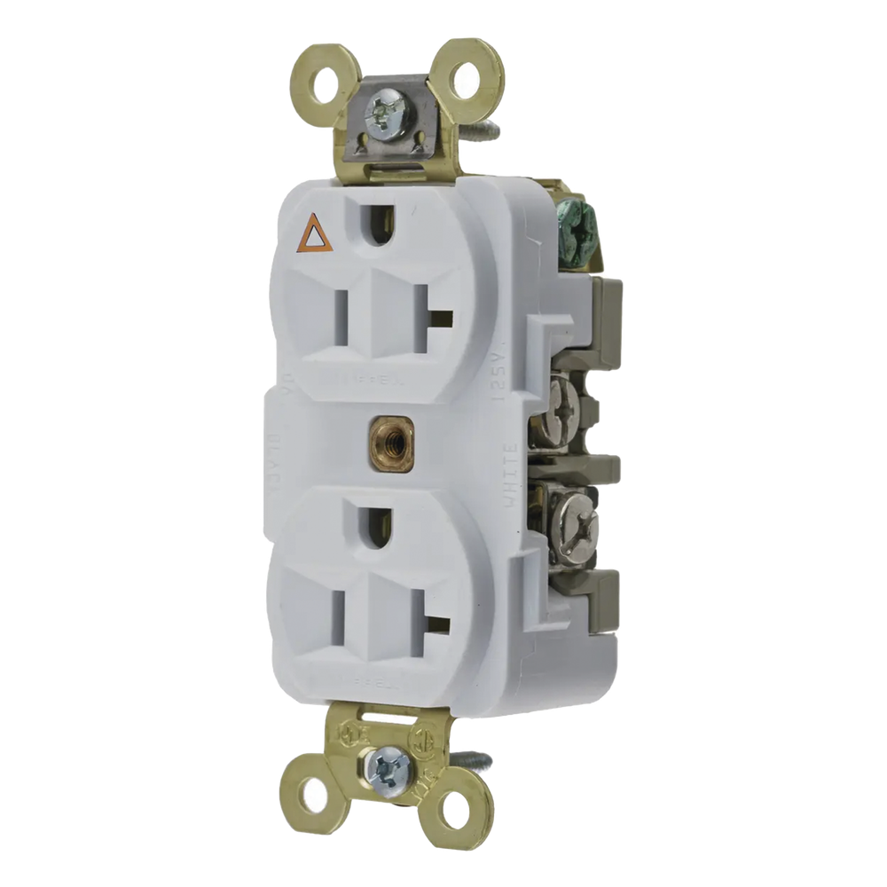 Contacto Dúplex Conexión a Tierra Aislada/ 20 A 125 V/ 2 polos 3 Hilos/ Color Blanco/ Nema 5- 20R/ Grado Industrial.