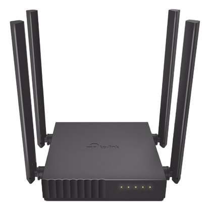 Router Inalámbrico doble banda AC, 2.4 GHz y 5 GHz Hasta 1200 Mbps, 4 antenas externas omnidireccional, 4 Puertos LAN 10/100 Mbps, 1 Puerto WAN
