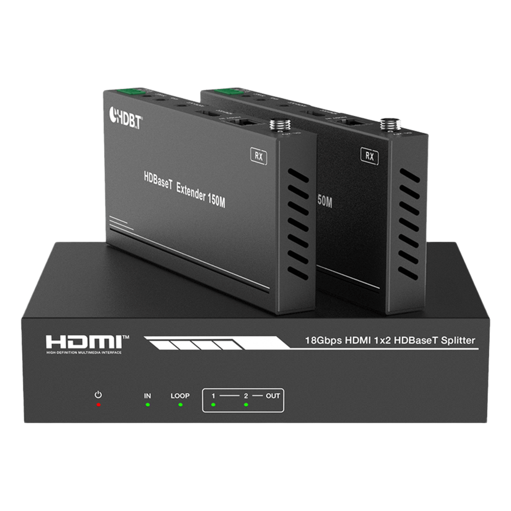 Splitter mas Extensor de Video | 1x2 | ProAV | HDBaseT™ | 120m en 4K@60Hz | 150m en 1080p@60Hz | Cat6/6a/7 | Gestión Avanzada EDID | Control IR y