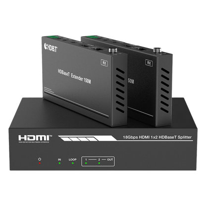 Splitter mas Extensor de Video | 1x2 | ProAV | HDBaseT™ | 120m en 4K@60Hz | 150m en 1080p@60Hz | Cat6/6a/7 | Gestión Avanzada EDID | Control IR y