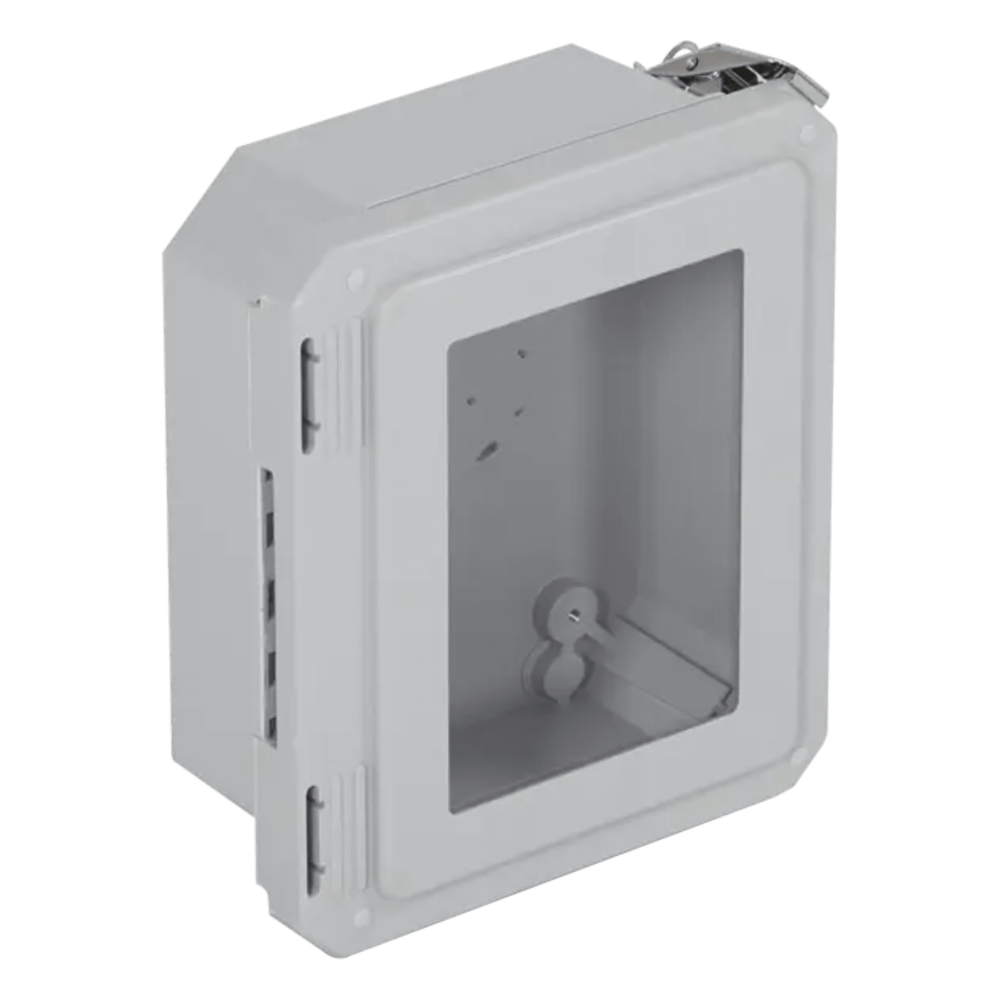 Caja Impermeable De Fibra De Vidrio, 8.77" (22.27cm) Alto x 6.77" (17.19cm) Ancho x 4.06" (10.31cm), Con Ventanilla, Listado UL/cUL, Hecho En EE.UU