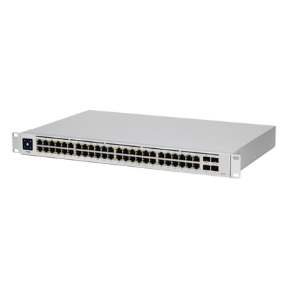 UniFi Switch USW-48-POE, Capa 2 de 48 puertos (32 puertos PoE 802.3af/at + 16 puertos Gigabit) + 4 puertos 1G SFP, 195W, pantalla informativa