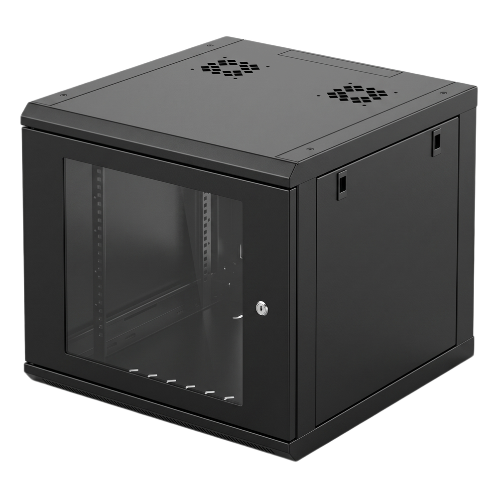 Gabinete de Pared con Puerta de Cristal Templado, 635mm de Profundidad, 6U Rack de 19 in, Acero Reforzado