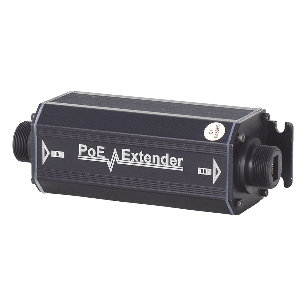 Extensor PoE / 100 Metros / Intemperie (IP66) / 60 Watts / 1 Puerto de Entrada / 1 Puerto de Salida PoE / No requiere alimentación