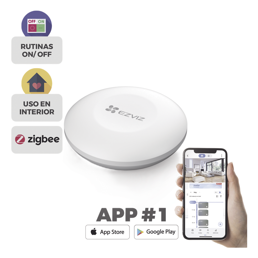 Botón de Emergencia Inalambrico / Compatible con Kit de Alarmas EZVIZ / Protocolo Zigbee