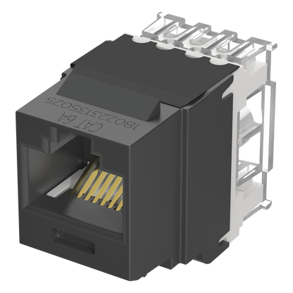 Conector Jack Estilo 110 (de Impacto), Tipo Keystone, Categoría 6A, de 8 Posiciones y 8 Cables, Color Negro
